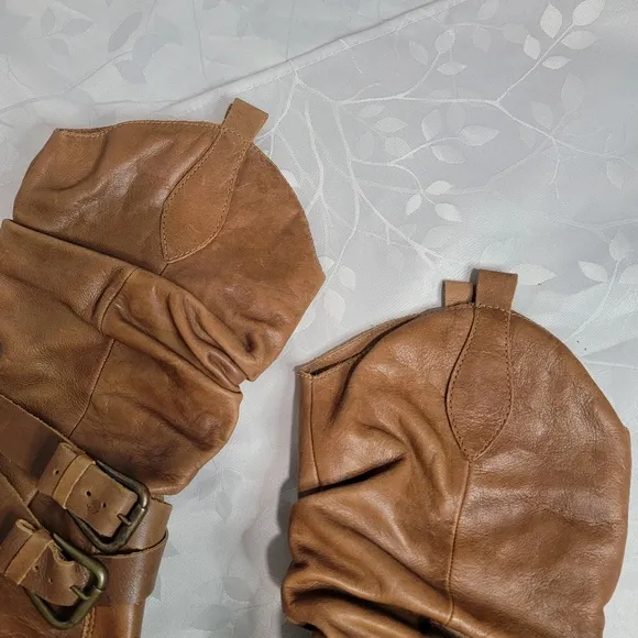 Matisse Willee Block High Heeled Knee Length Scrunch Leather Western Boots 9.5 M