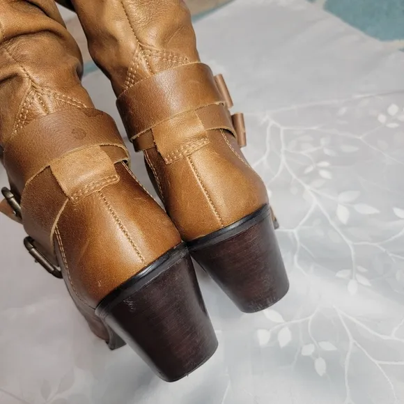 Matisse Willee Block High Heeled Knee Length Scrunch Leather Western Boots 9.5 M