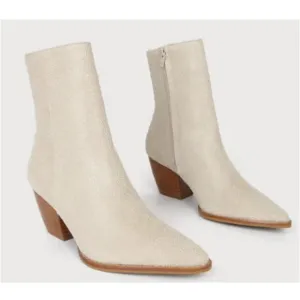 Matisse Women's Size 9.5M Cream Caty Ankle Booties Block Heels Side Zip