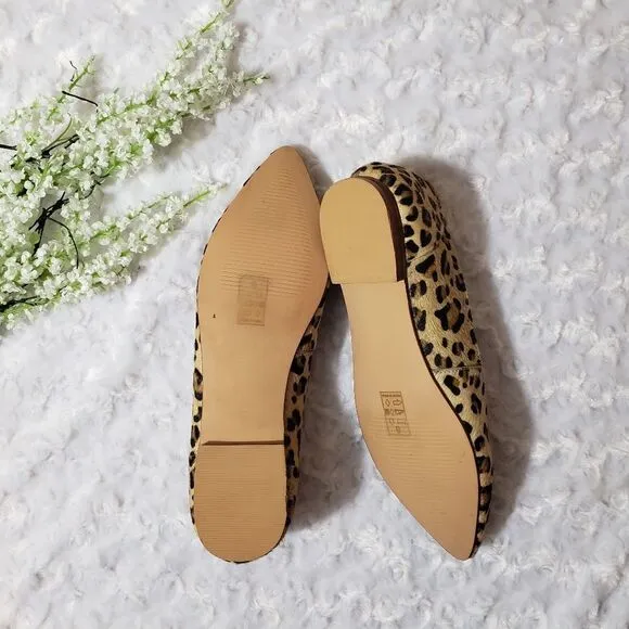 Max and Drew Women size 7 Jaguar Mimi Flat Genuine Leather Calf Hair Animal Prin
