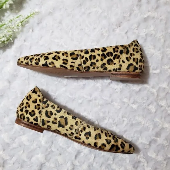 Max and Drew Women size 7 Jaguar Mimi Flat Genuine Leather Calf Hair Animal Prin