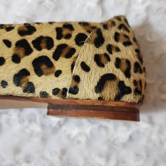 Max and Drew Women size 7 Jaguar Mimi Flat Genuine Leather Calf Hair Animal Prin