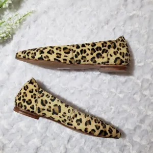 Max and Drew Women size 7 Jaguar Mimi Flat Genuine Leather Calf Hair Animal Prin