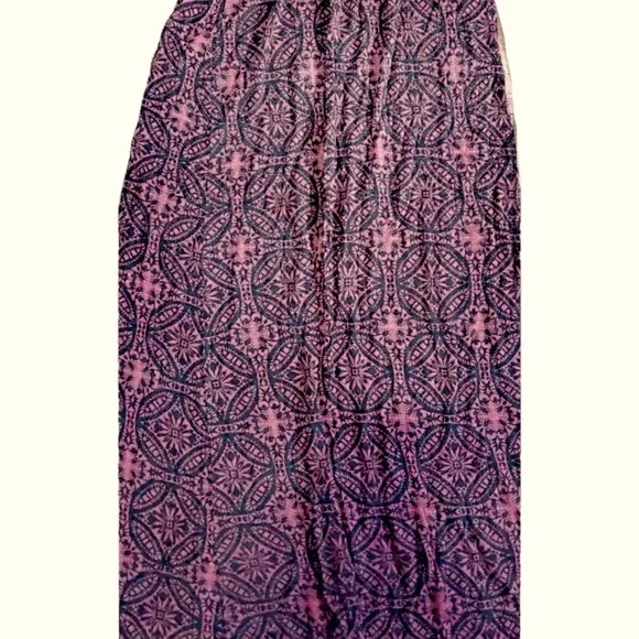 Maxi Skirt High Waist | Fold Over Clay Pink Red Black Tile Pattern ALL SEASON