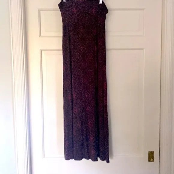 Maxi Skirt High Waist | Fold Over Clay Pink Red Black Tile Pattern ALL SEASON