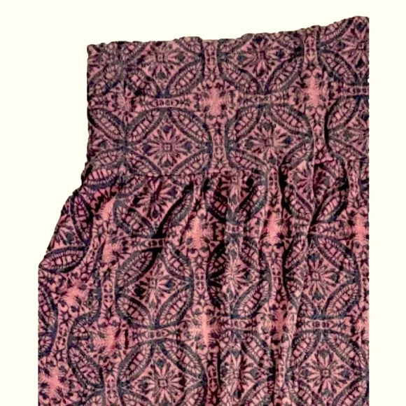 Maxi Skirt High Waist | Fold Over Clay Pink Red Black Tile Pattern ALL SEASON