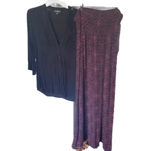 Maxi Skirt High Waist | Fold Over Clay Pink Red Black Tile Pattern ALL SEASON