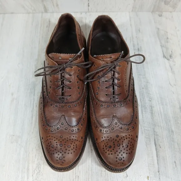 MaxMara Babele 02 Brown Leather Wingtip Brogue Oxford Dress Shoes #1172