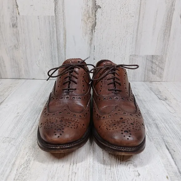 MaxMara Babele 02 Brown Leather Wingtip Brogue Oxford Dress Shoes #1172