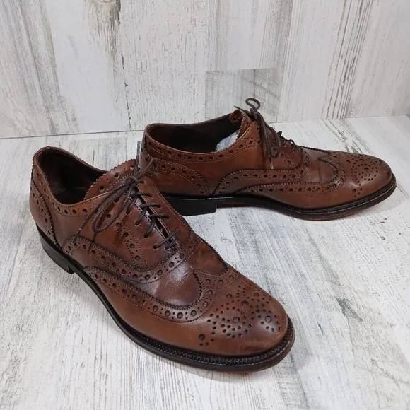 MaxMara Babele 02 Brown Leather Wingtip Brogue Oxford Dress Shoes #1172
