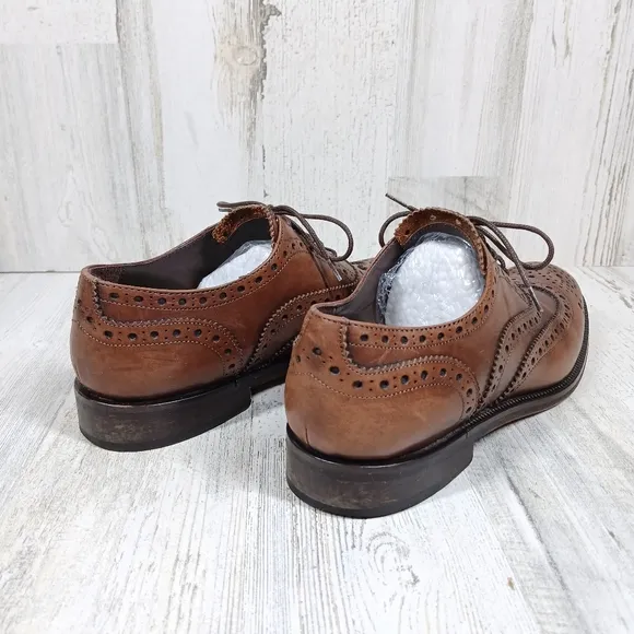 MaxMara Babele 02 Brown Leather Wingtip Brogue Oxford Dress Shoes #1172
