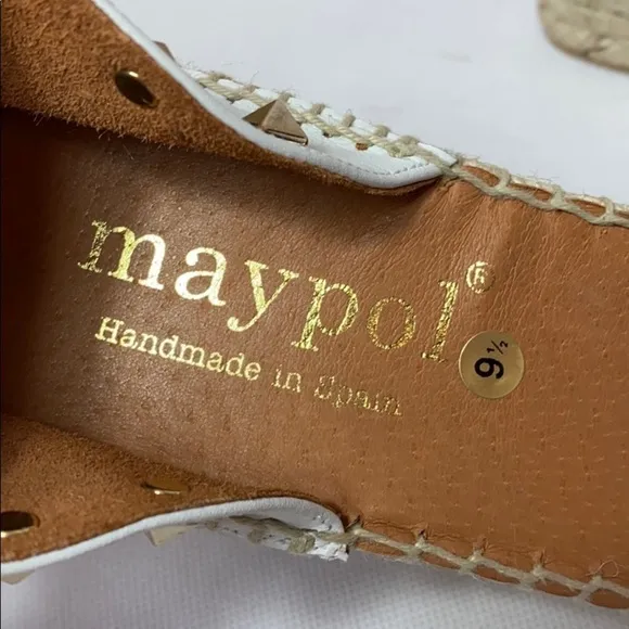 Maypol Anthro white leather studded espadrille wedges