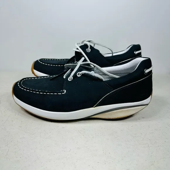 MBT Kheri Leather Boat Rocker Toning Shoes Womens Size 8-85 Navy Blue 400270-12
