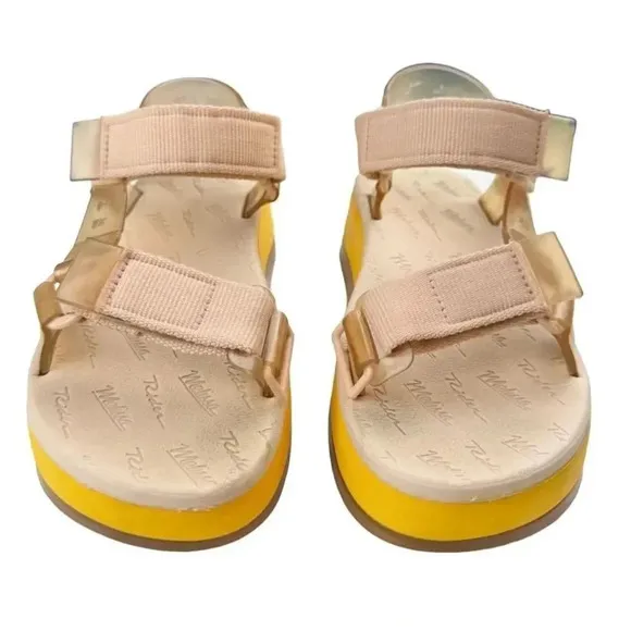 Melissa Rider Papete Jelly Strappy Platform Wedges Sandals 7 Pink Open Toe PVC