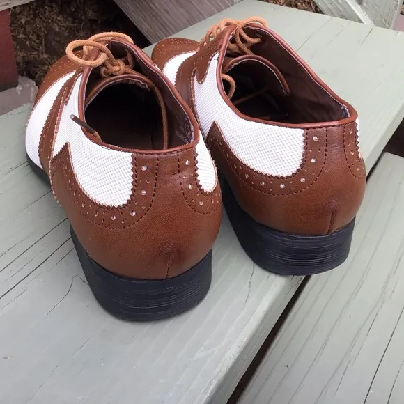 Men Two Tone Win Tip Oxford Lace Up Shoes
