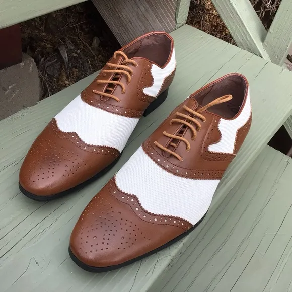 Men Two Tone Win Tip Oxford Lace Up Shoes