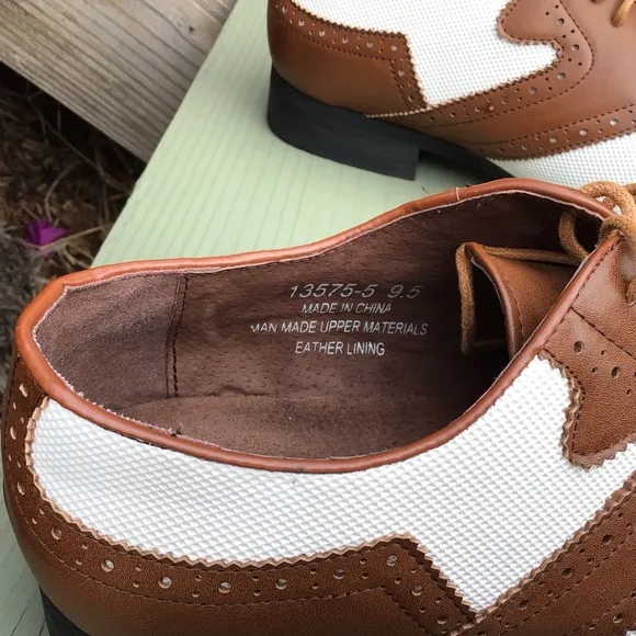 Men Two Tone Win Tip Oxford Lace Up Shoes