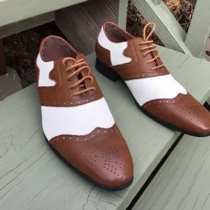 Men Two Tone Win Tip Oxford Lace Up Shoes