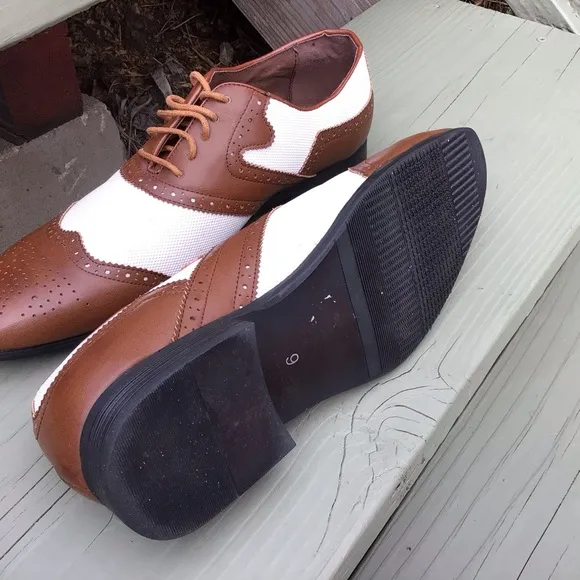 Men Two Tone Win Tip Oxford Lace Up Shoes