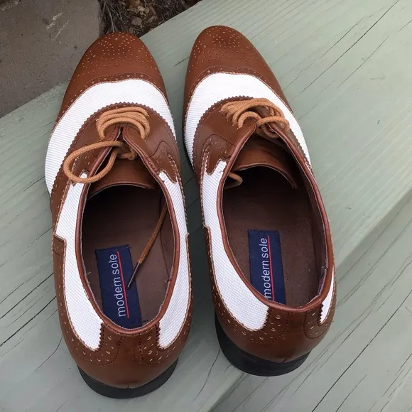 Men Two Tone Win Tip Oxford Lace Up Shoes