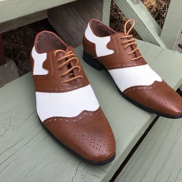 Men Two Tone Win Tip Oxford Lace Up Shoes