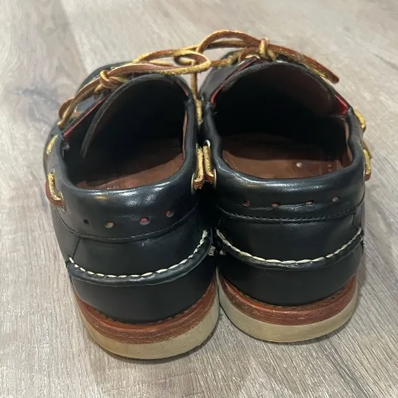 Men’s Allen Edmonds 9.5D 2 Eye Full Leather Westbrook Boat Shoe Dark Blue EUC