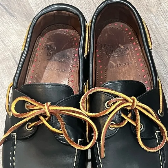 Men’s Allen Edmonds 9.5D 2 Eye Full Leather Westbrook Boat Shoe Dark Blue EUC