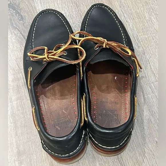 Men’s Allen Edmonds 9.5D 2 Eye Full Leather Westbrook Boat Shoe Dark Blue EUC
