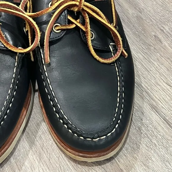 Men’s Allen Edmonds 9.5D 2 Eye Full Leather Westbrook Boat Shoe Dark Blue EUC