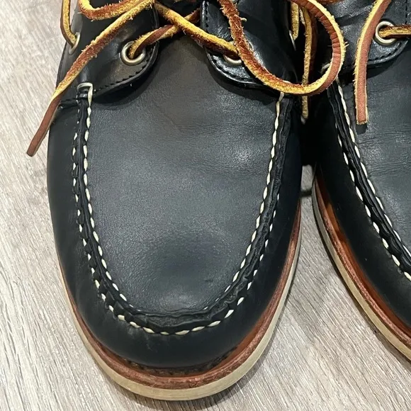 Men’s Allen Edmonds 9.5D 2 Eye Full Leather Westbrook Boat Shoe Dark Blue EUC