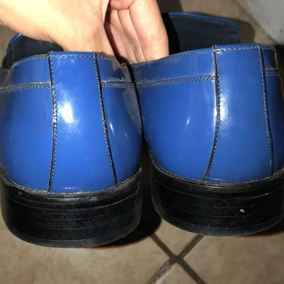 mens blue leather shoes NWOT