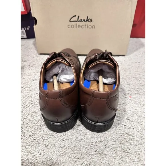 Men's Clarks, Whiddon Cap Toe Oxford Mahogany Brown Fabric Leather Mens‎ 7 M