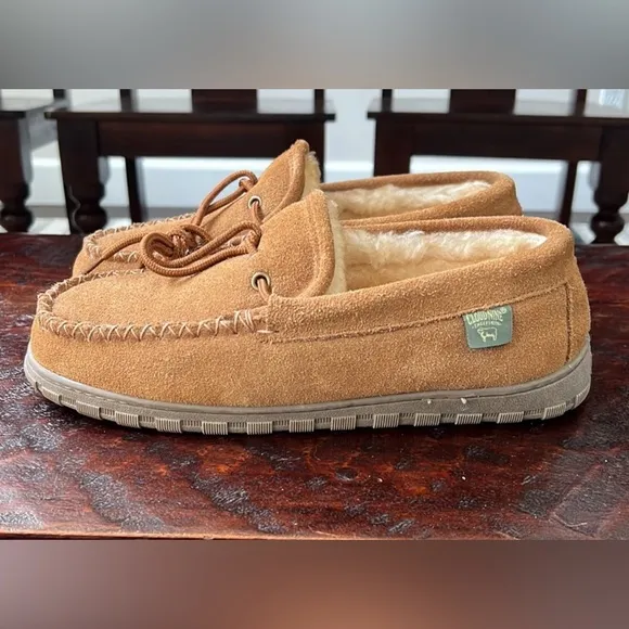 Men’s Cloud 9 Real Chestnut Suede Sheepskin Lined Slippers Moccasins Shoes