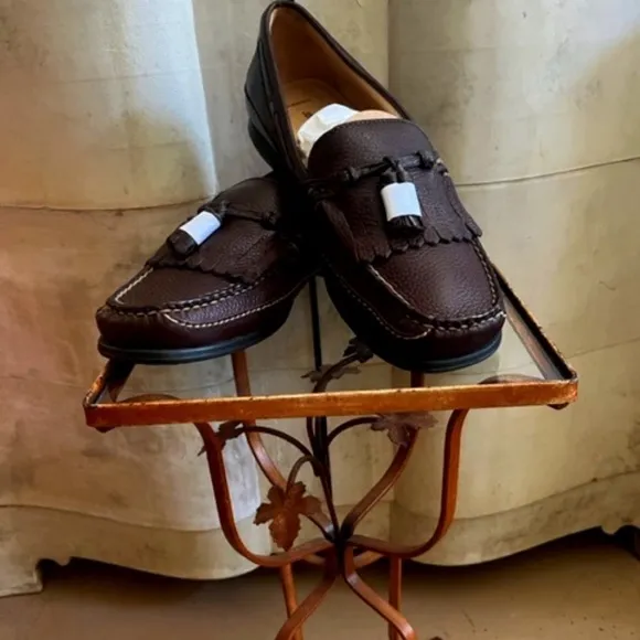 Men's Johnston &amp; Murphy Brown Leather Kiltie Tassle Driving Loafers  11 M