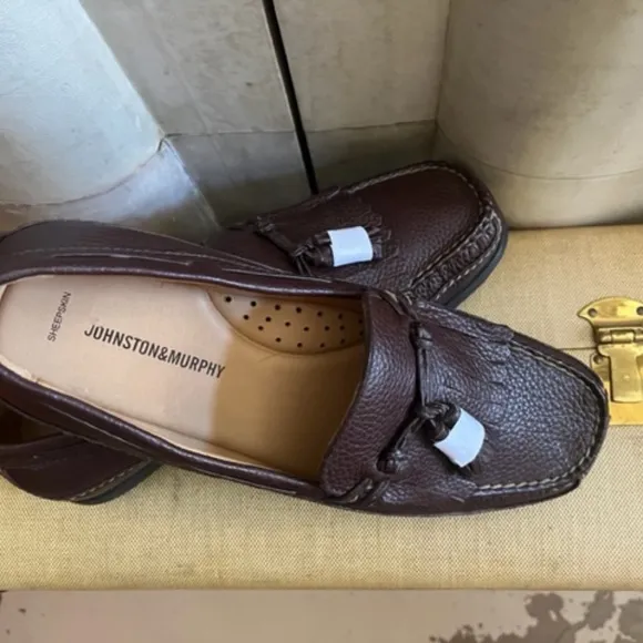 Men's Johnston &amp; Murphy Brown Leather Kiltie Tassle Driving Loafers  11 M
