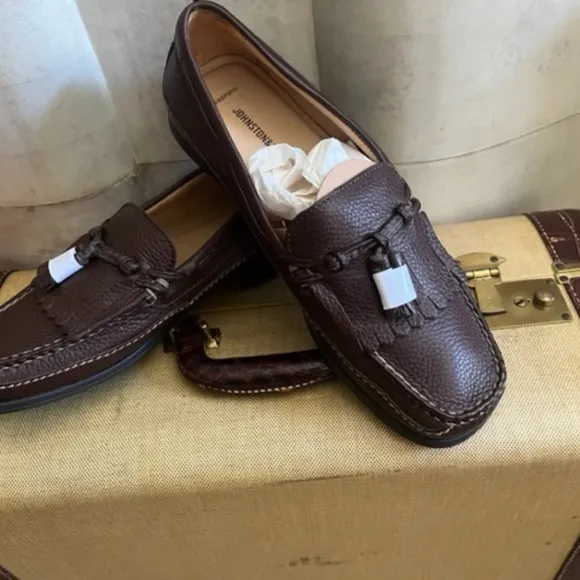 Men's Johnston &amp; Murphy Brown Leather Kiltie Tassle Driving Loafers  11 M