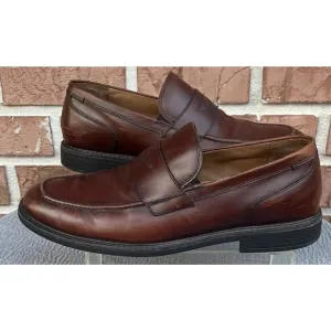Men's Johnston&amp;Murphy XC4 Brown leather Penny Loafer Size 10.5M Made in India