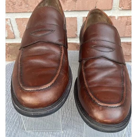 Men's Johnston&amp;Murphy XC4 Brown leather Penny Loafer Size 10.5M Made in India
