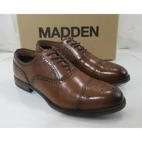 Men's Madden By Steve Madden Japlin Cap Toe Oxford Lace Up Shoes Cognac Size 10