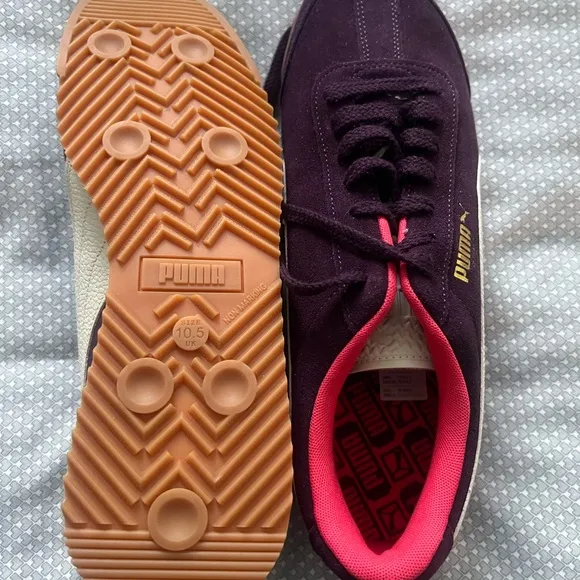 Men’s Puma Purple and Cream Retro Sneakers with Textured Sole