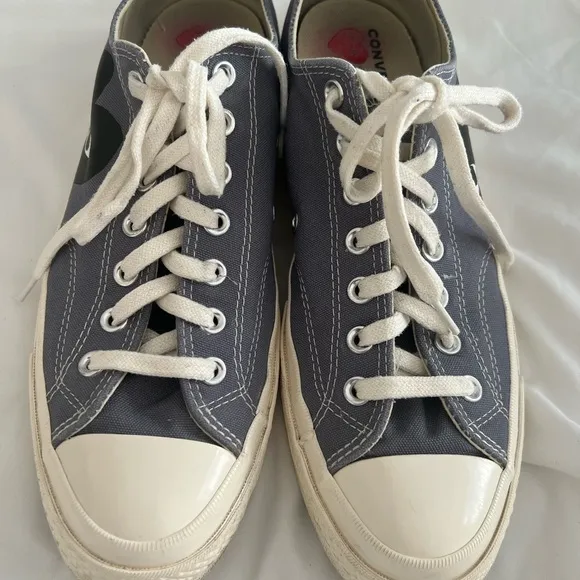 Men’s size 10 Converse COMME DES GARCONS Play X Chuck 70’s low steel gray shoe.