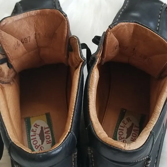 Mens SPOILER BOAT Genuine ALL Leather Hightop Shoe