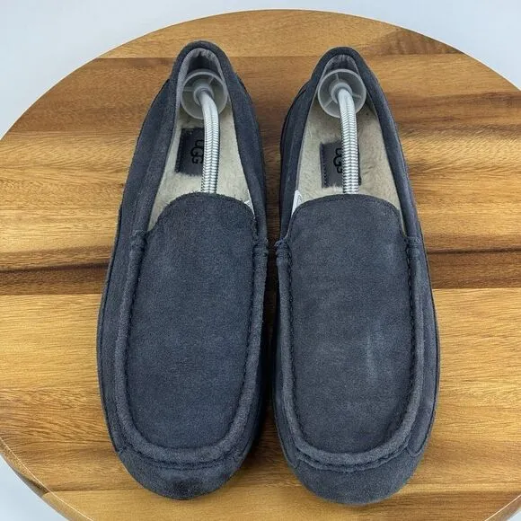 Mens‎ Ugg Australia Ascot Gray Suede Casual Comfort Moccasins Slippers Size 12 D