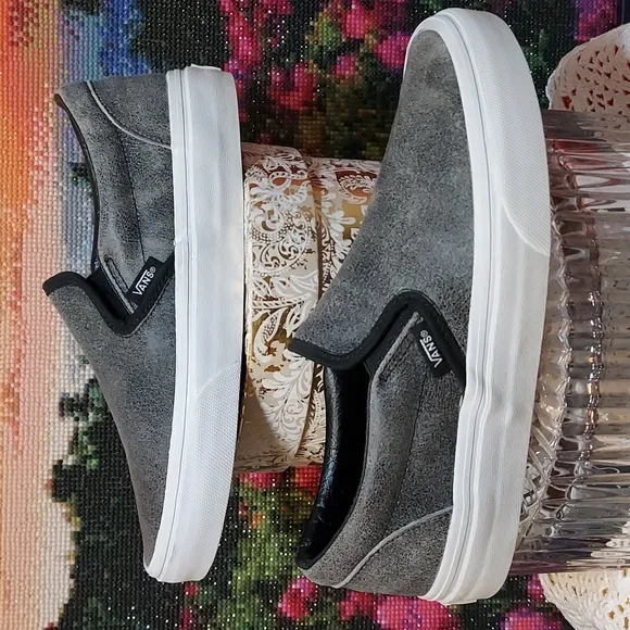 Mens/Womens Vans Skate Slip-on Cracked Leather Low Profile