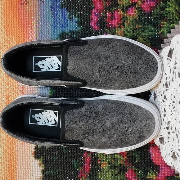 Mens/Womens Vans Skate Slip-on Cracked Leather Low Profile
