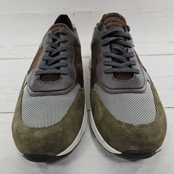 Mephisto Driss Mixed Media Mens 10 Brown Green Leather Lace Up Sneakers Shoes