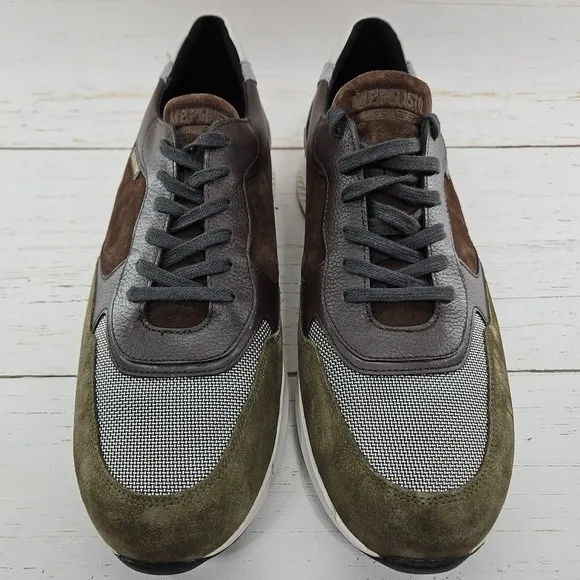 Mephisto Driss Mixed Media Mens 10 Brown Green Leather Lace Up Sneakers Shoes