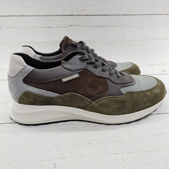 Mephisto Driss Mixed Media Mens 10 Brown Green Leather Lace Up Sneakers Shoes
