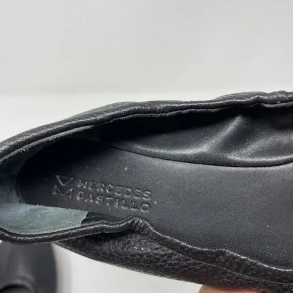Mercedes Castillo womans black leather ballerina flats BoxE