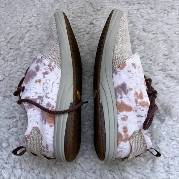 Merrell Gridway Cotton Canvas Sneakers Lace-Up Shoes Women's Size 7.5 Beige